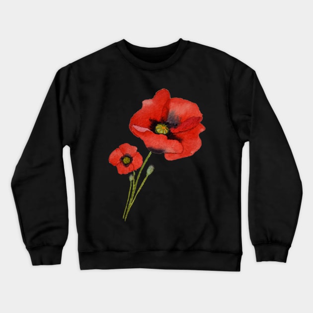 Watercolour Poppies Crewneck Sweatshirt by Kirsty Topps